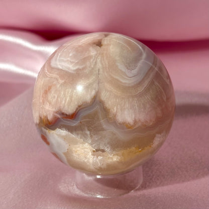 Pink amethyst flower agate sphere (I)