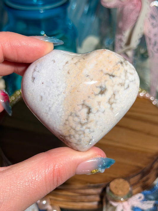 Pastel periwinkle orby sea jasper heart
