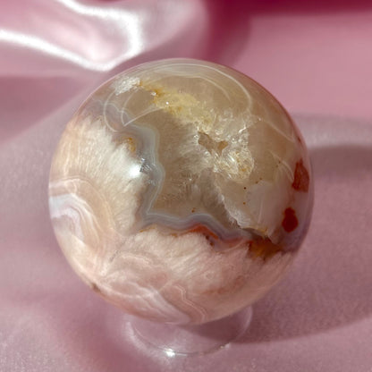 Pink amethyst flower agate sphere (I)