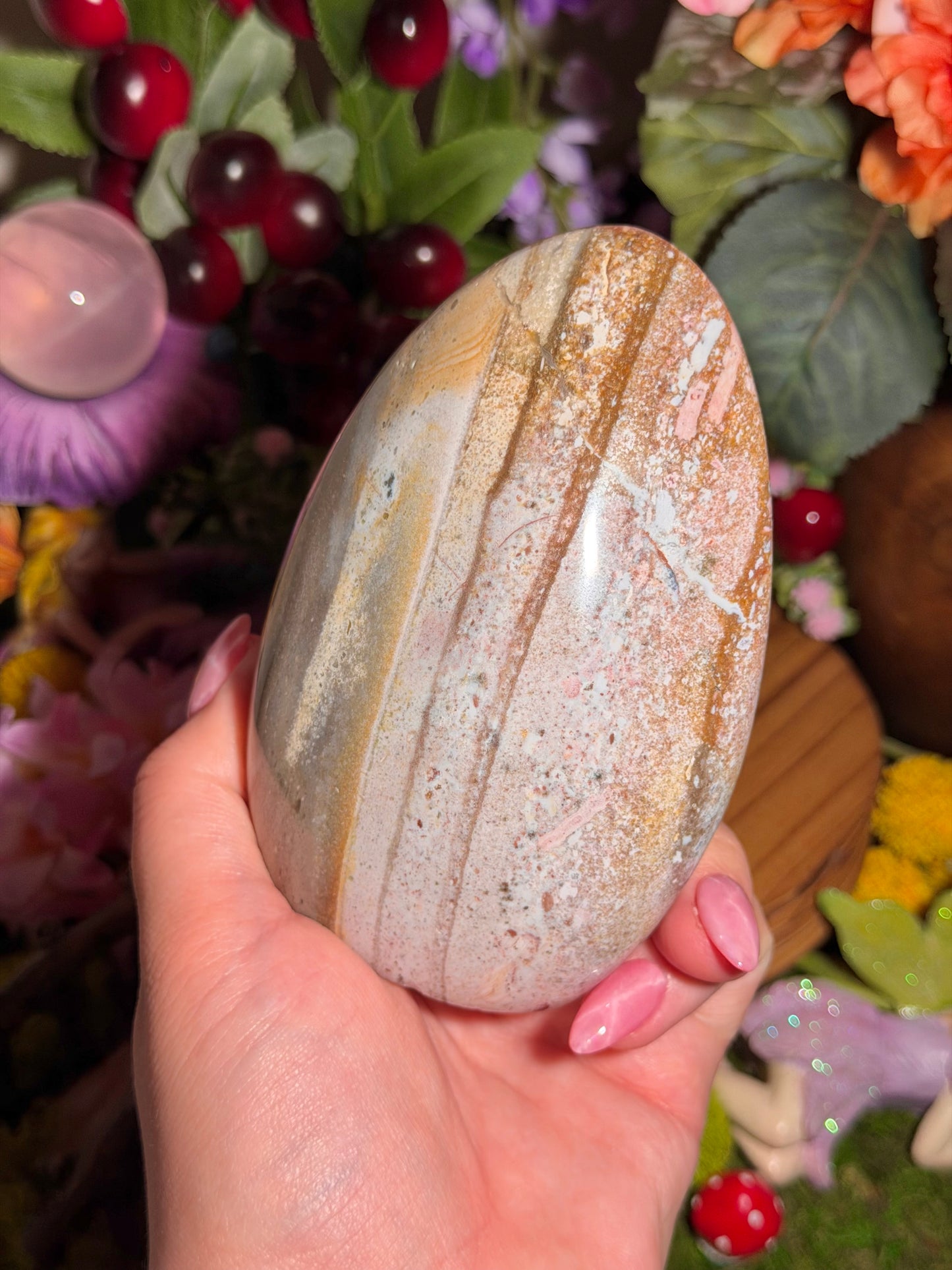 Beachy pastel sea jasper freeform
