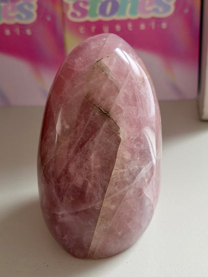 “Guava” pink rose quartz freeform