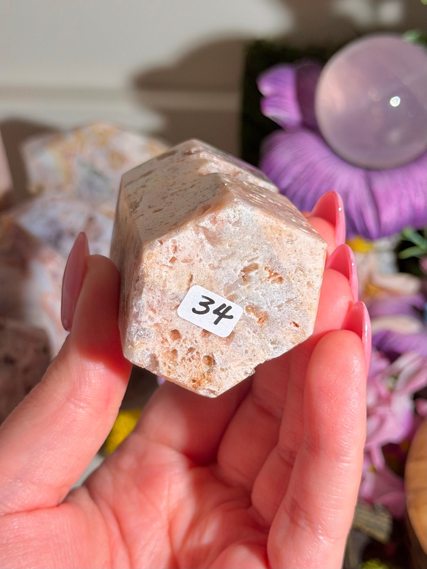 Fairy green jasper mixed with pink amethyst tower from Brazil
