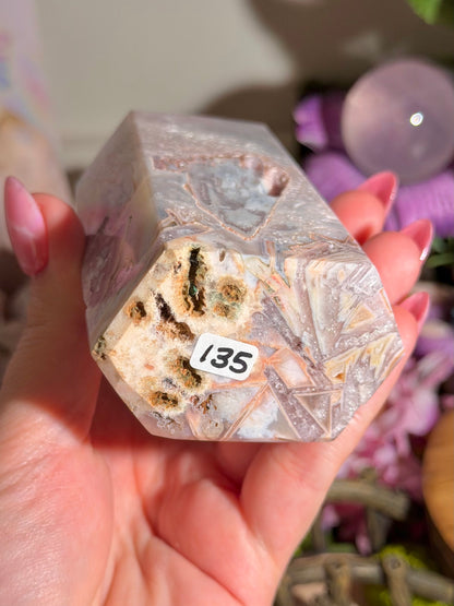 Unique purple and blue pink amethyst tower from Brazil
