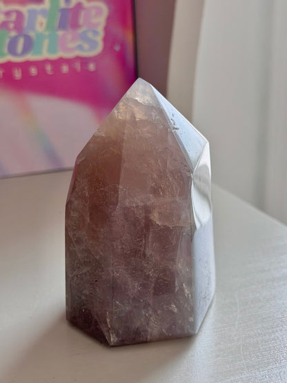 Shimmery blue rose quartz tower