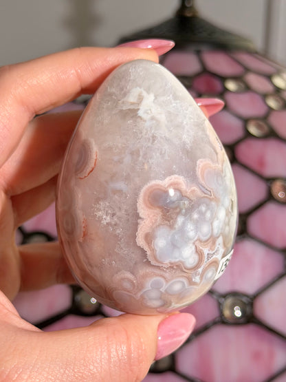 Flower agate x pink amethyst egg