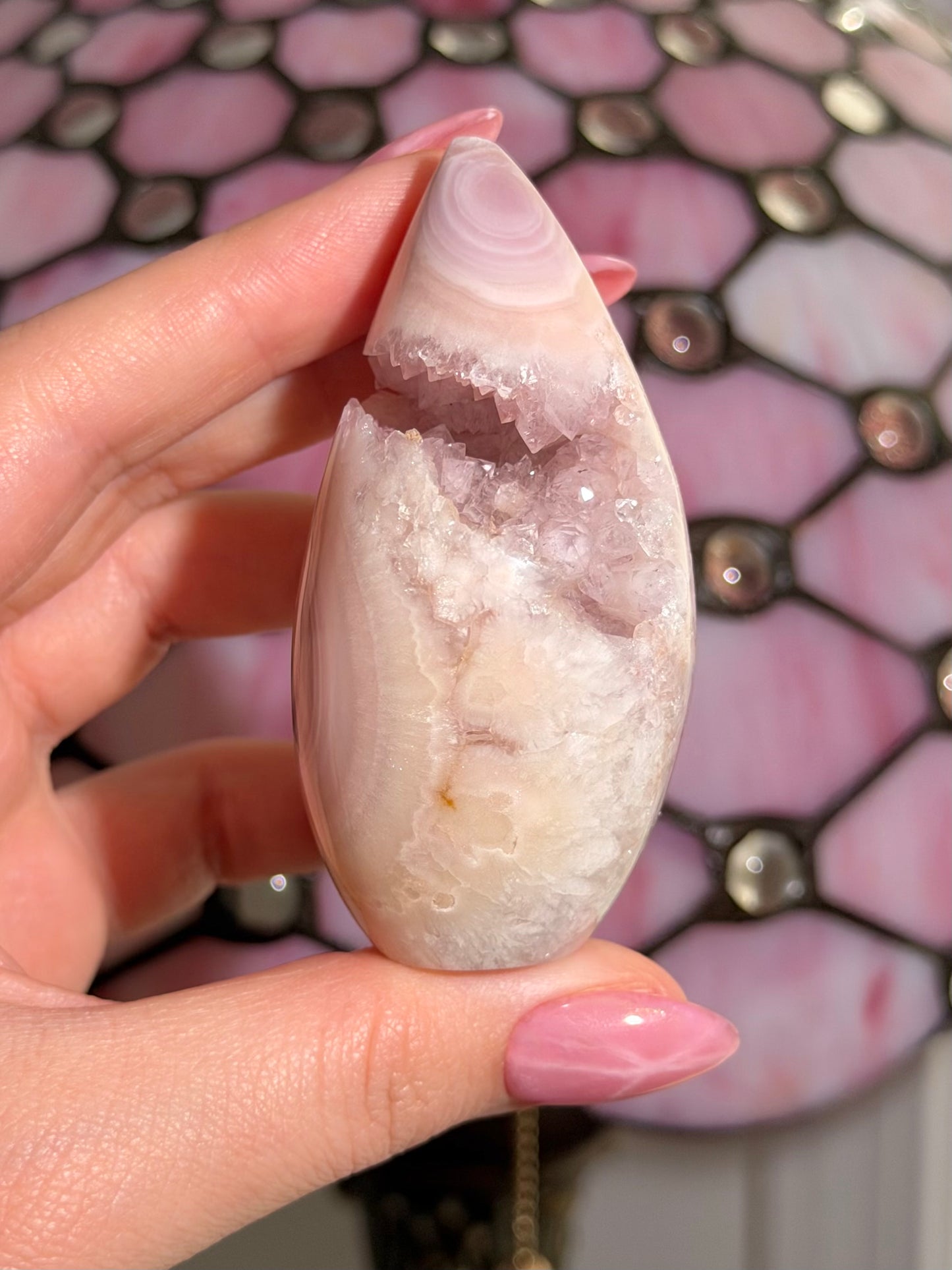 Flower agate x pink amethyst flame