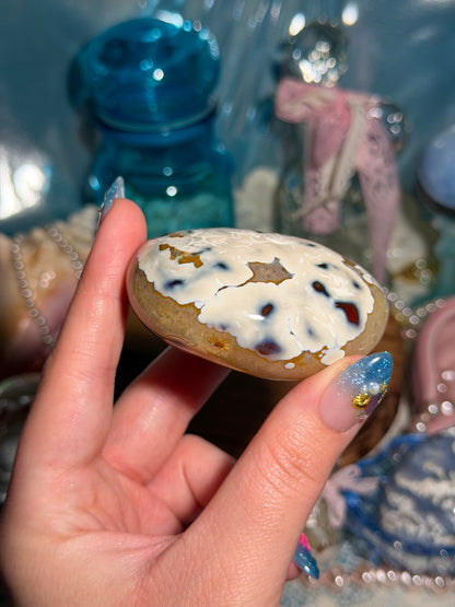 Carnelian x Orca agate oversized palmstone