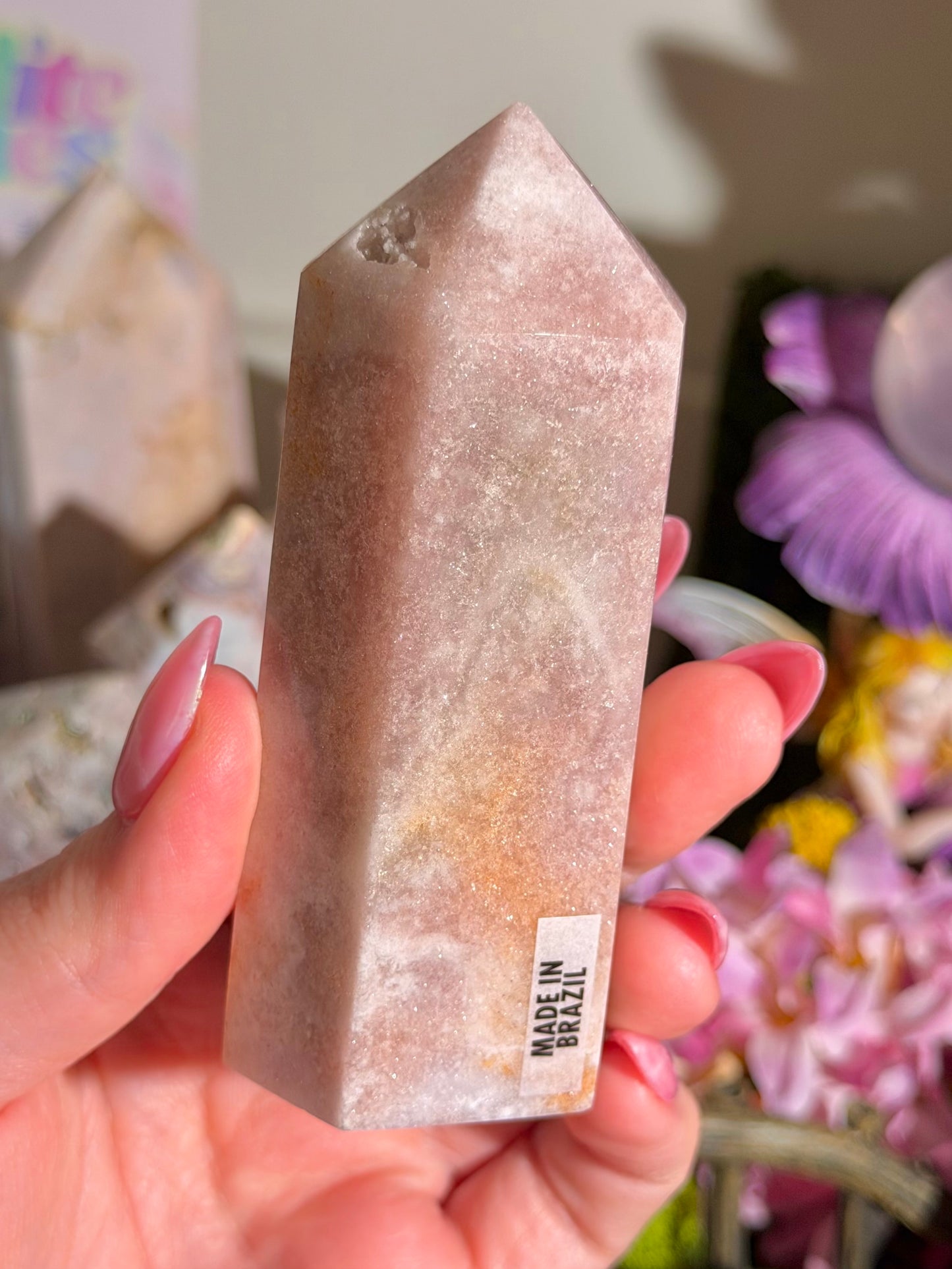 Pink "nebula" amethyst tower from Brazil