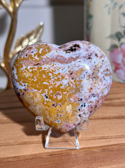 Rainbow Veinless Ocean jasper heart