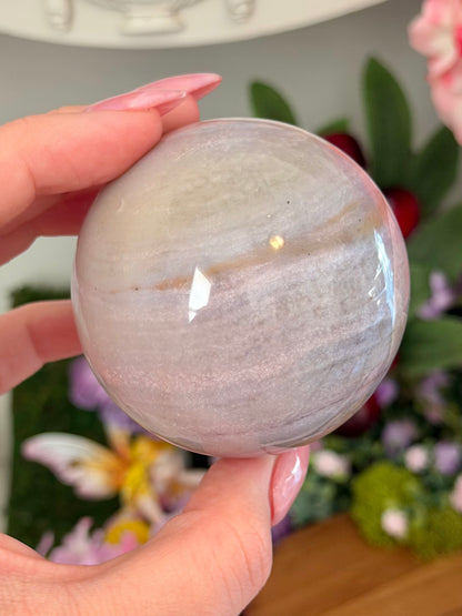 Pastel lilac and yellow sea jasper sphere