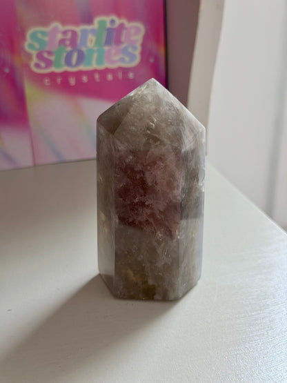 Blue rose quartz tower