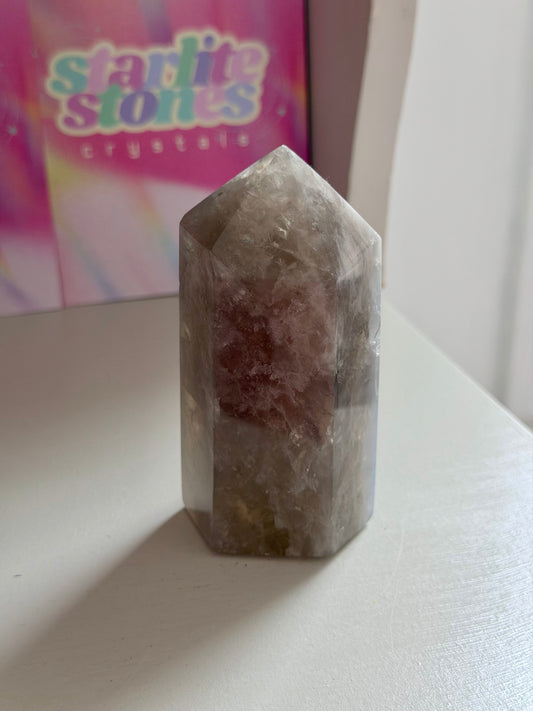 Blue rose quartz tower