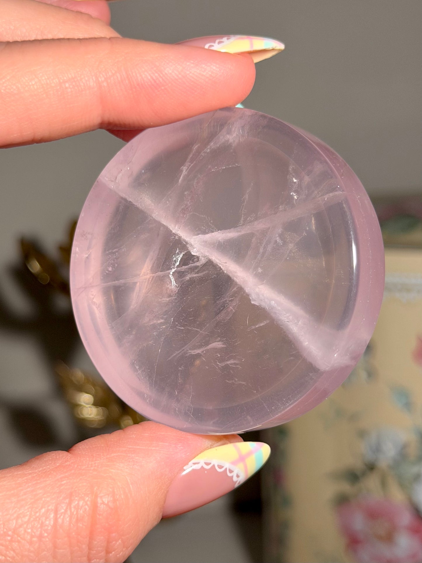 Purple rose quartz bowl or sphere display 20C