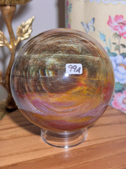 Statement colorful petrified wood sphere