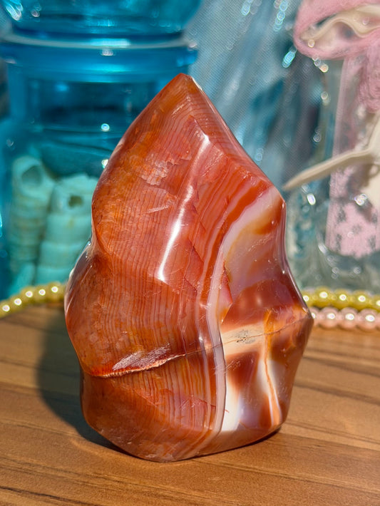 Colorful banded carnelian flame