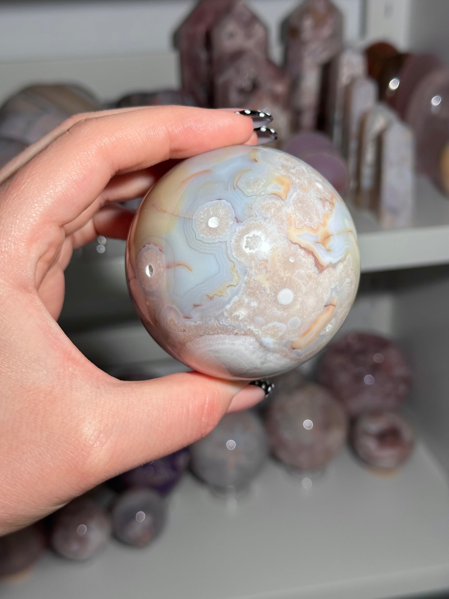 Colorful pastel flower agate sphere