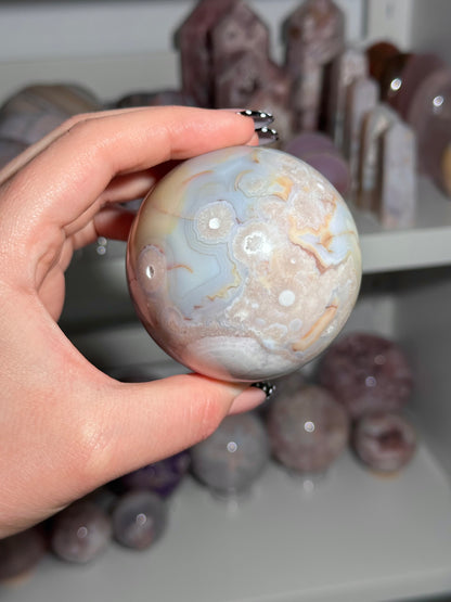 Colorful pastel flower agate sphere
