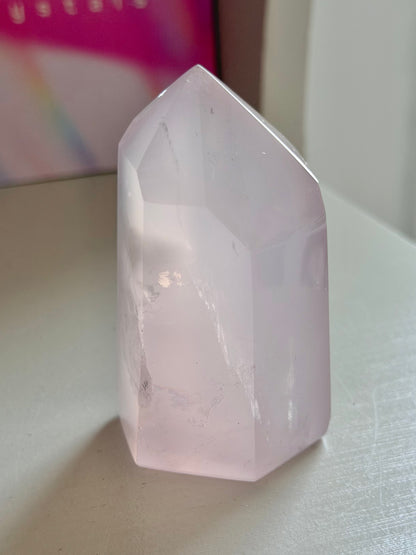 Jelly pink rose quartz tower