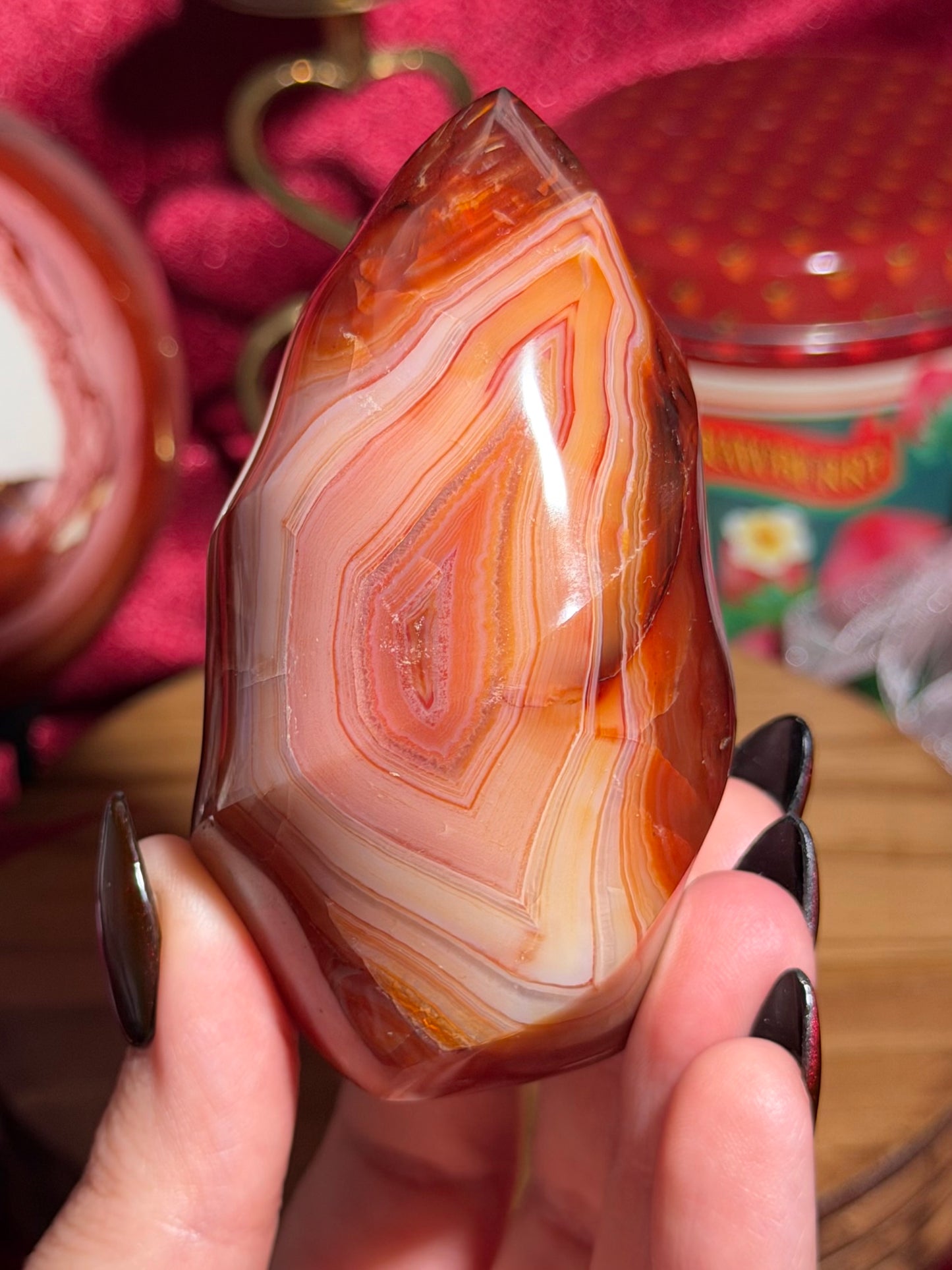 Strawberry banana carnelian flame *personal collection release