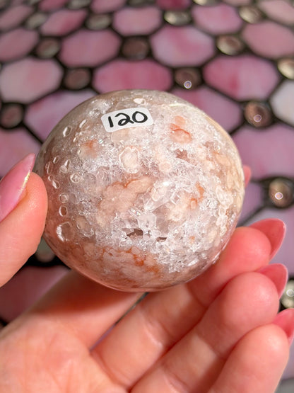 Flower agate x pink amethyst egg