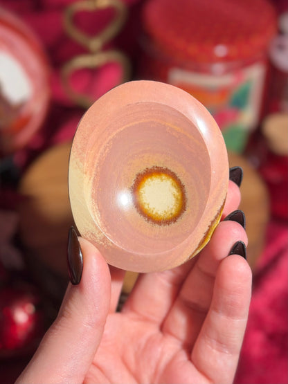 Blush pink polychrome jasper bowl 16E