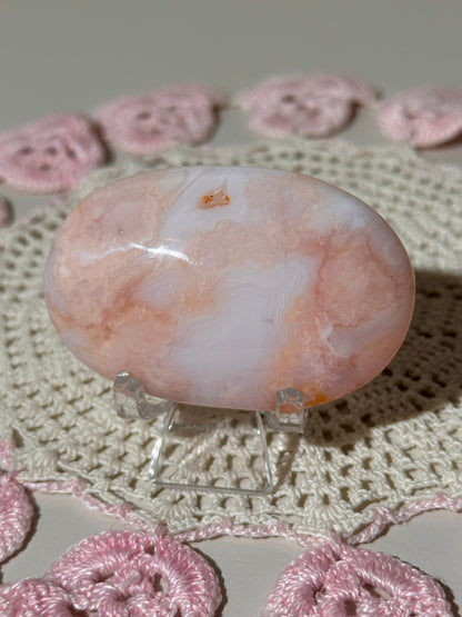 Carnelian x flower agate palmstone