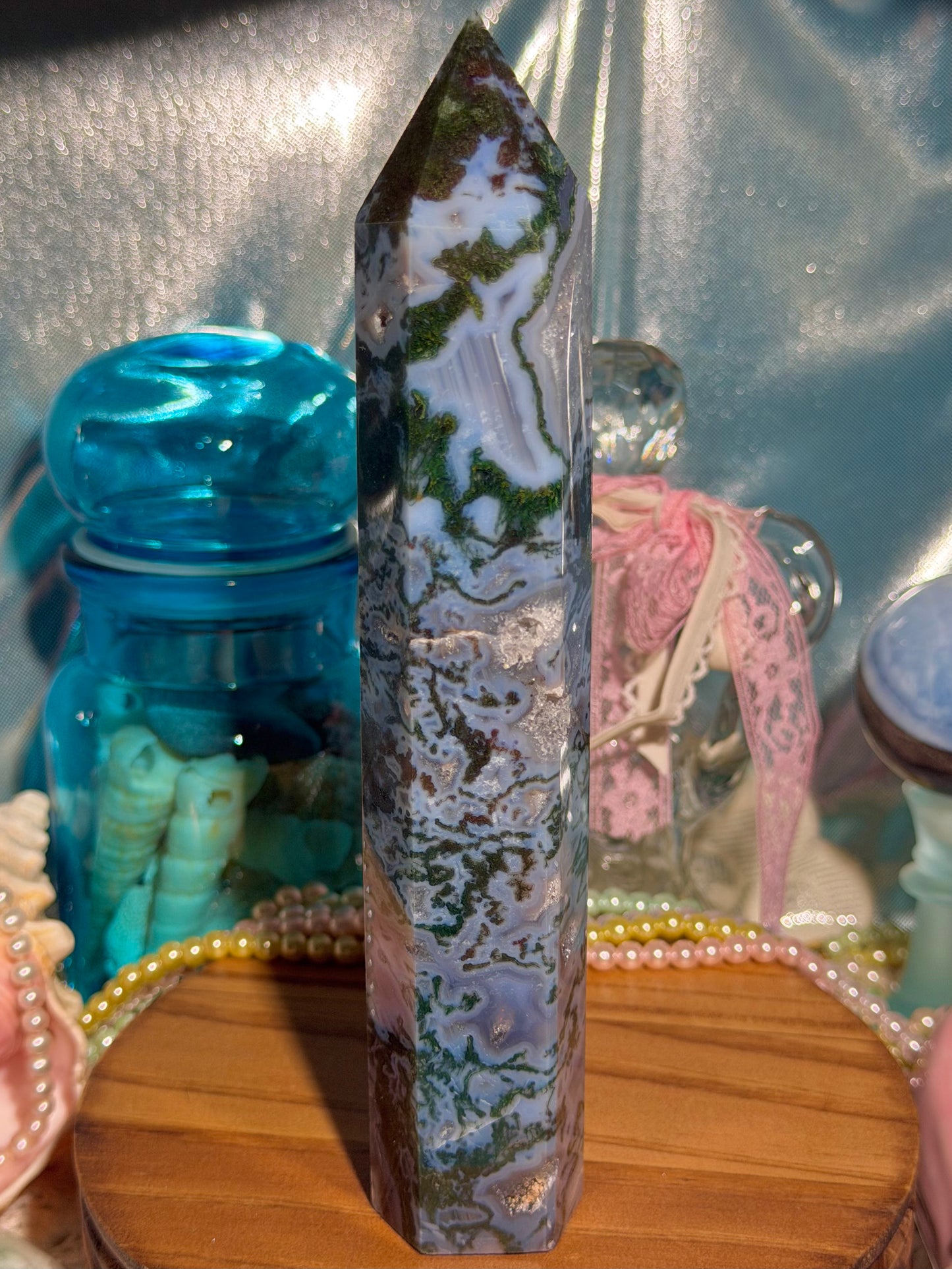 Moss agate tower