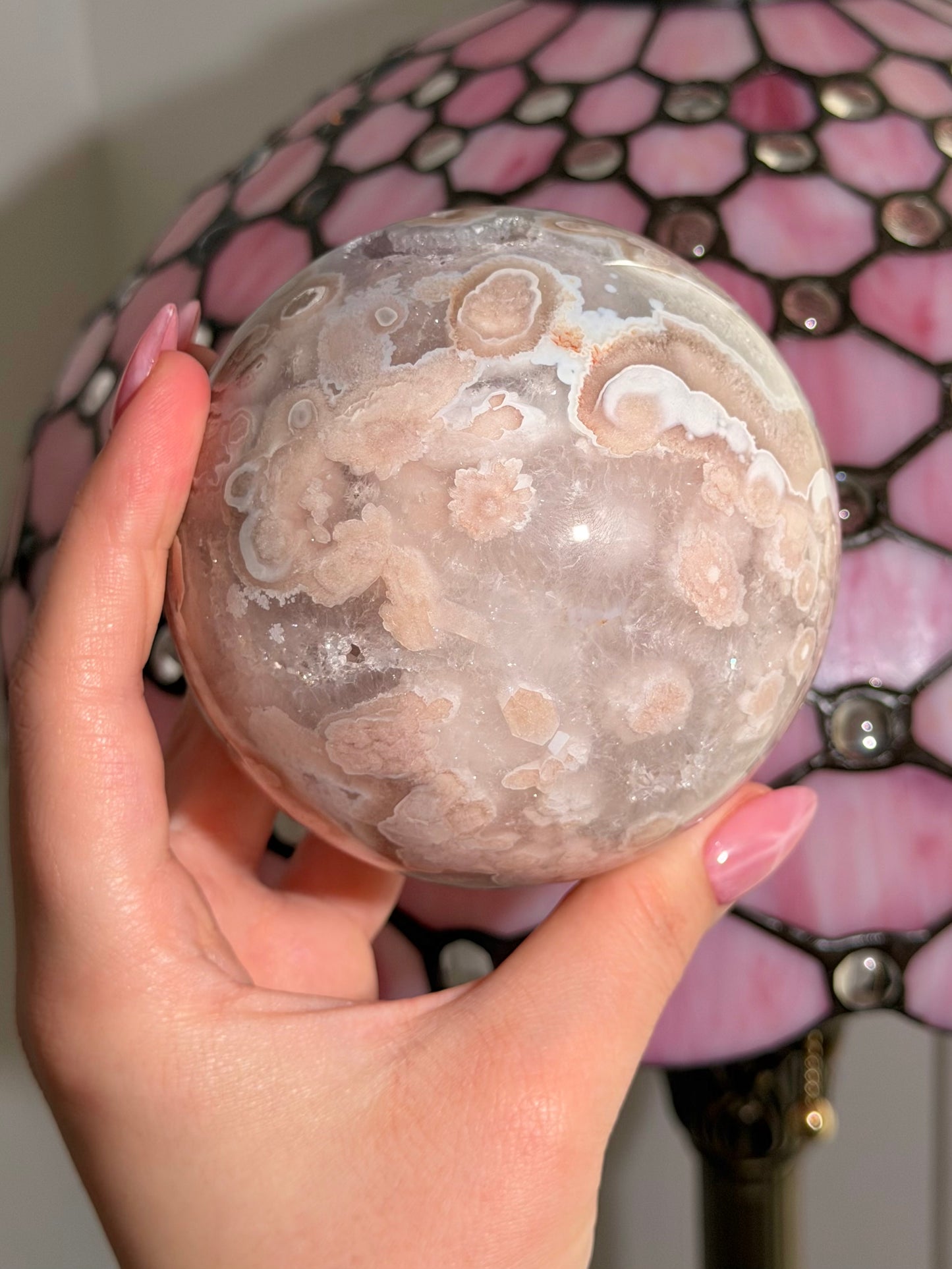 Statement Pink amethyst x flower agate sphere