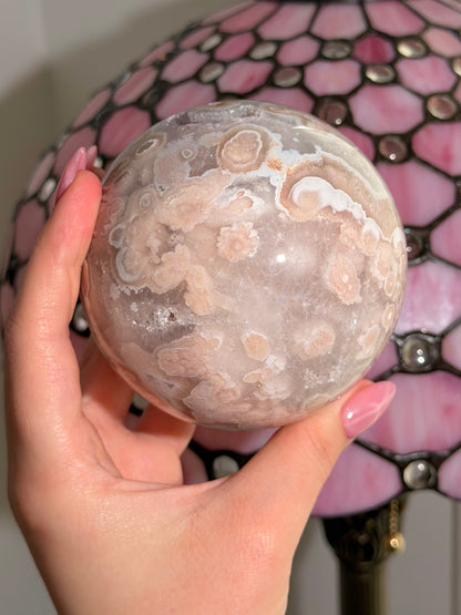 Statement Pink amethyst x flower agate sphere