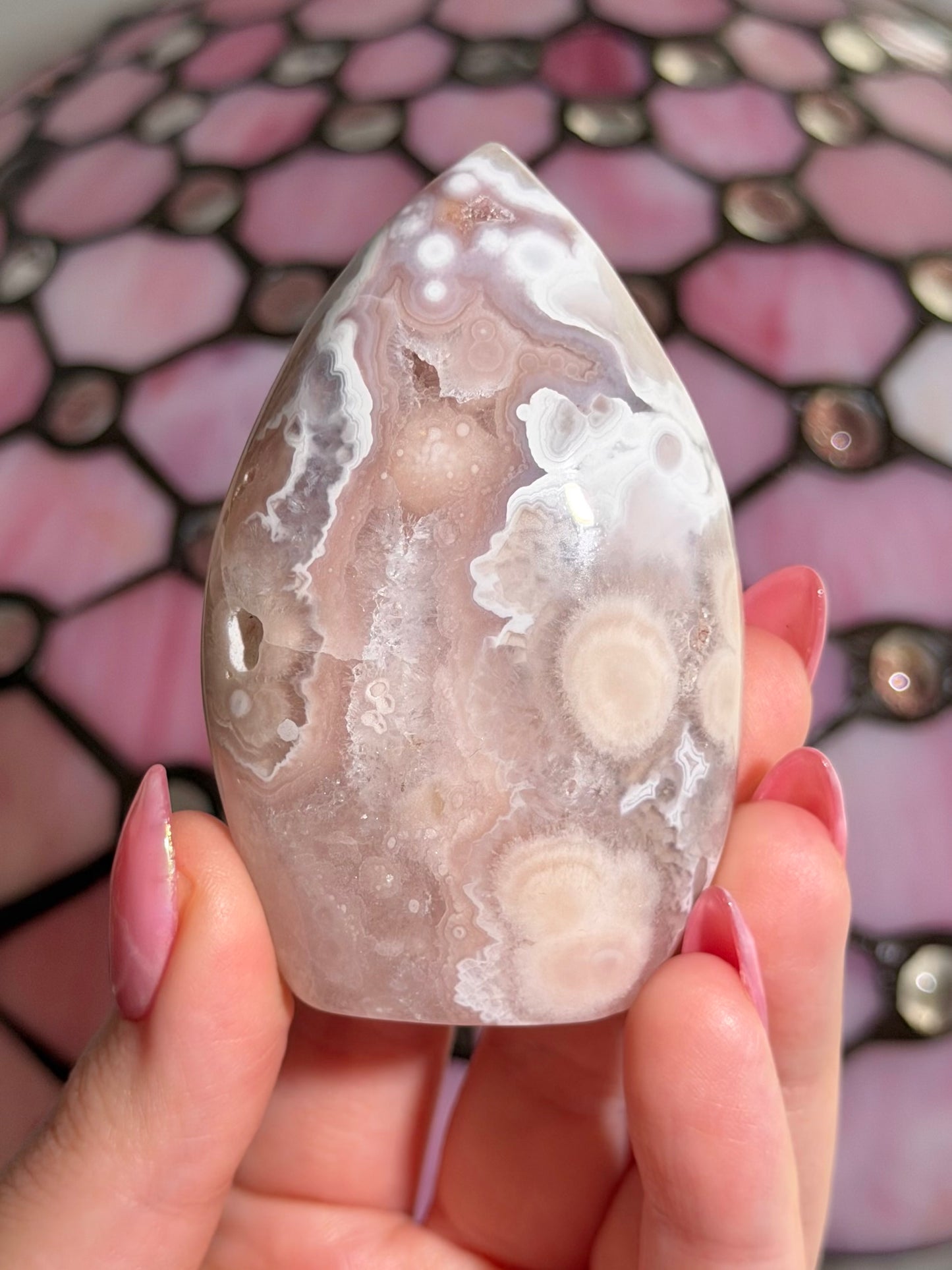 Flower agate x pink amethyst flame