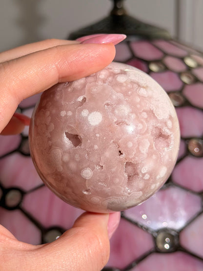 Bubbly Pink amethyst x flower agate sphere