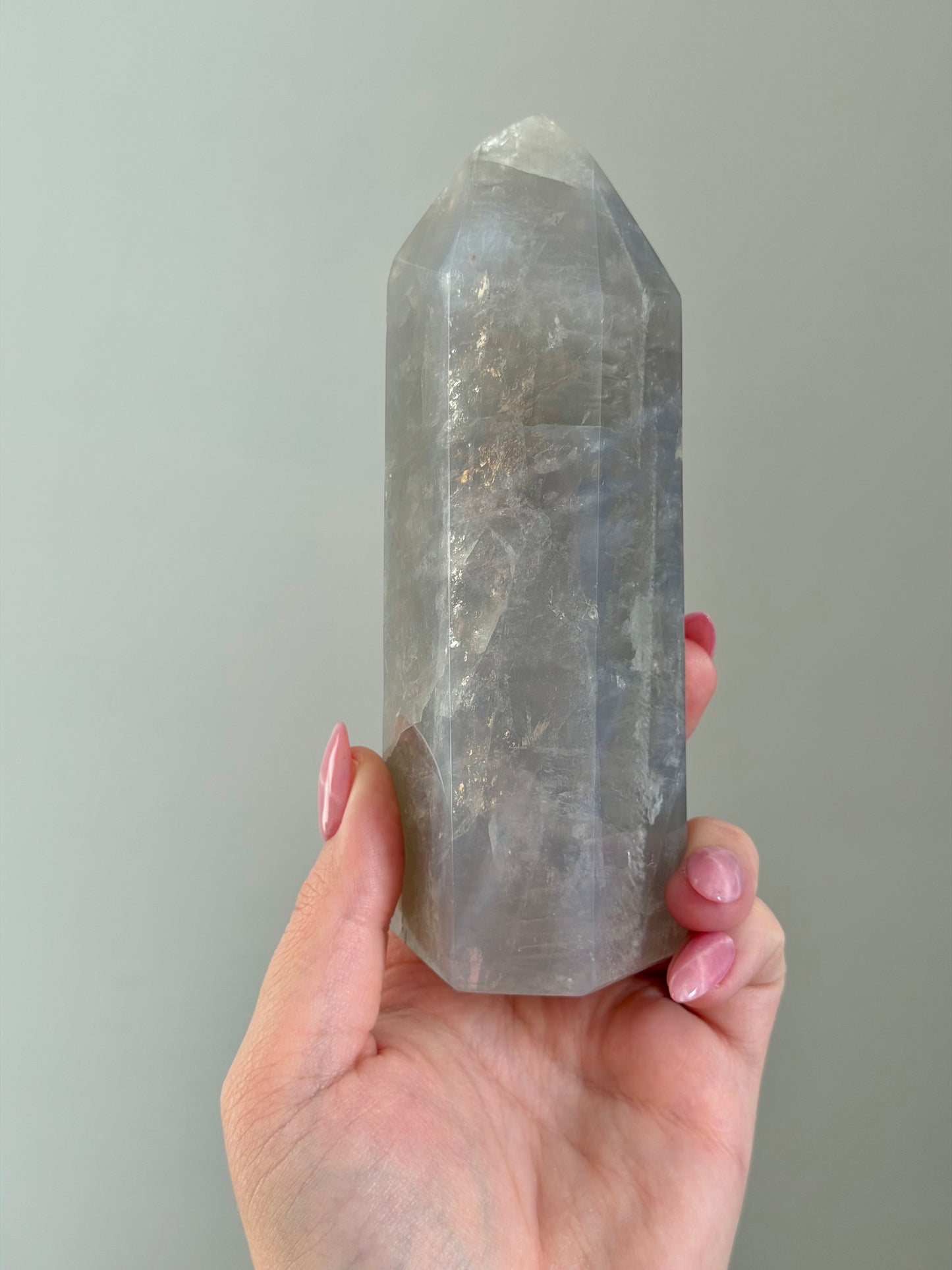 Blue rose quartz tower