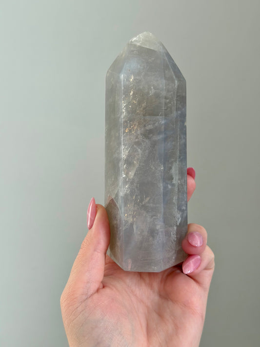 Blue rose quartz tower