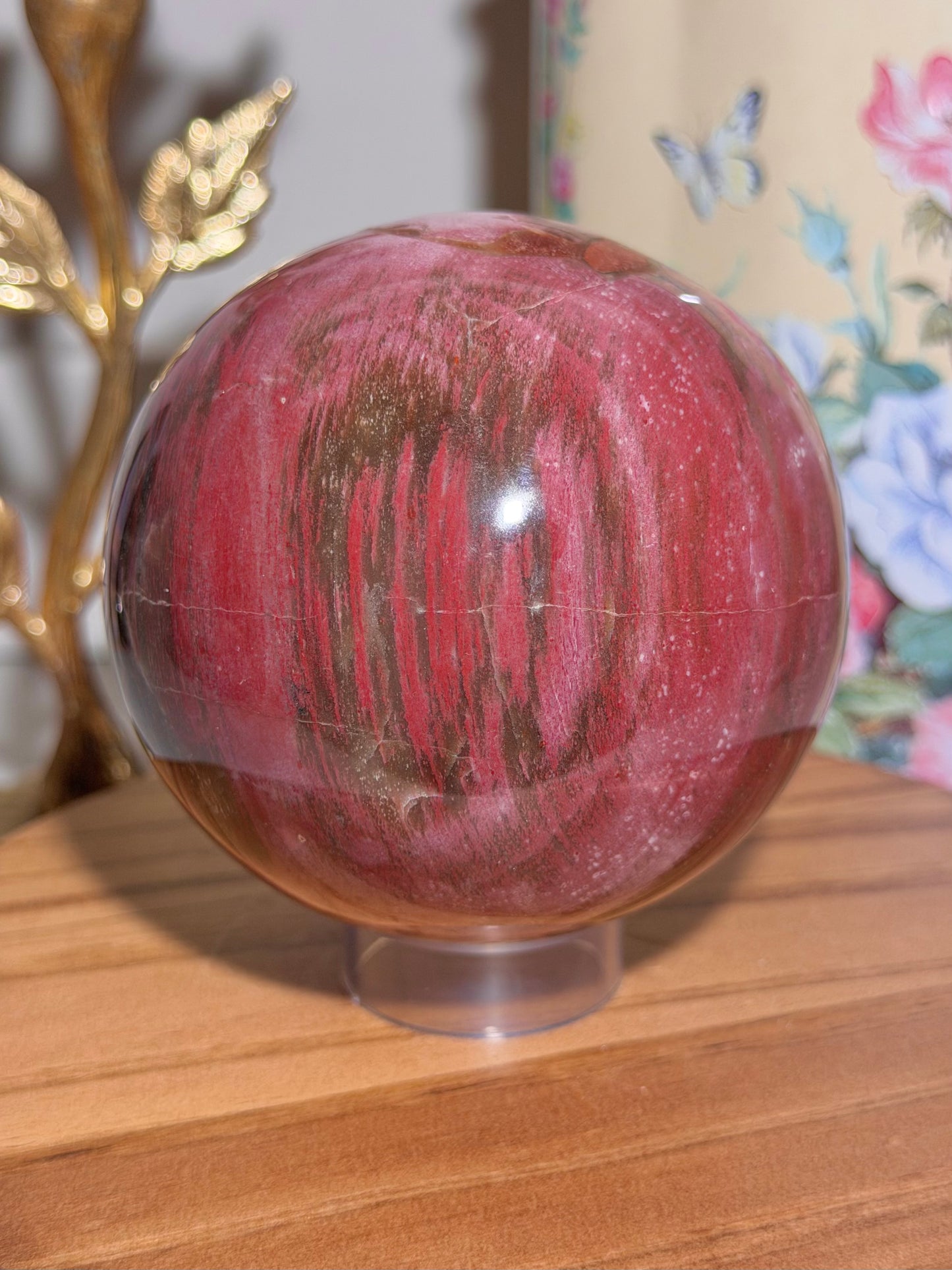 Pink petrified wood sphere *imperfect
