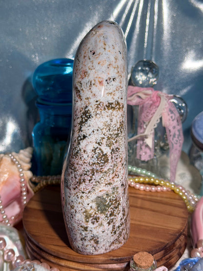 Statement Pastel Rainbow Orbicular Veinless Ocean Jasper™ freeform from Madagascar