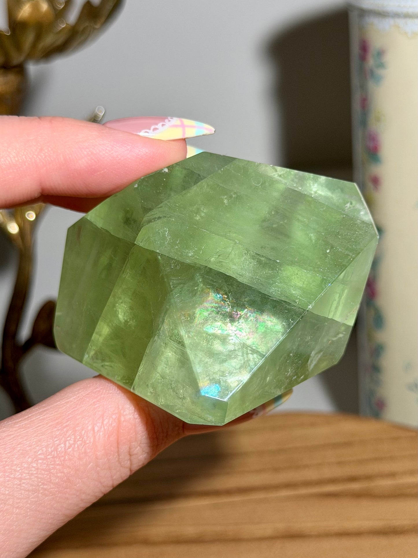 Green fluorite freeform from China