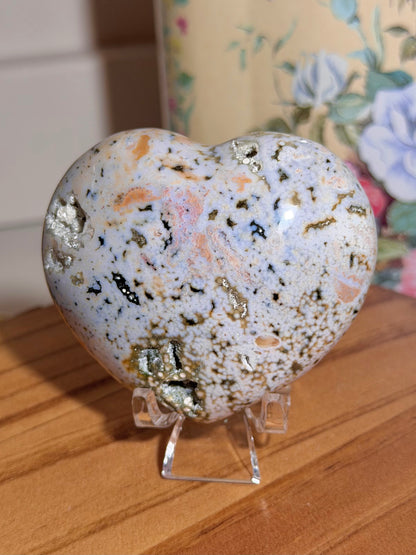 Pastel veinless Ocean Jasper heart
