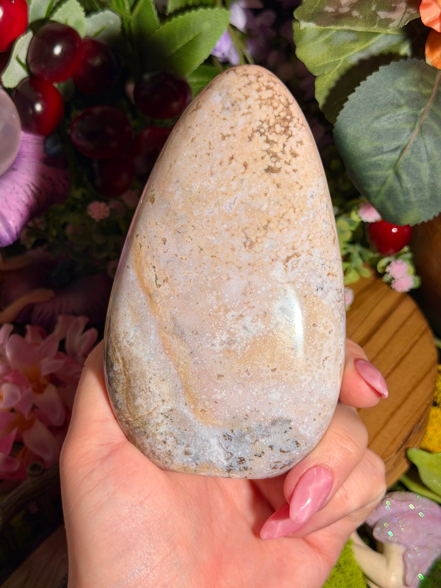 Orby pastel pink sea jasper freeform