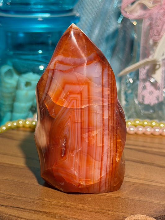 Strawberry red banded carnelian flame