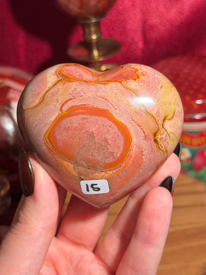 Pink polychrome jasper heart
