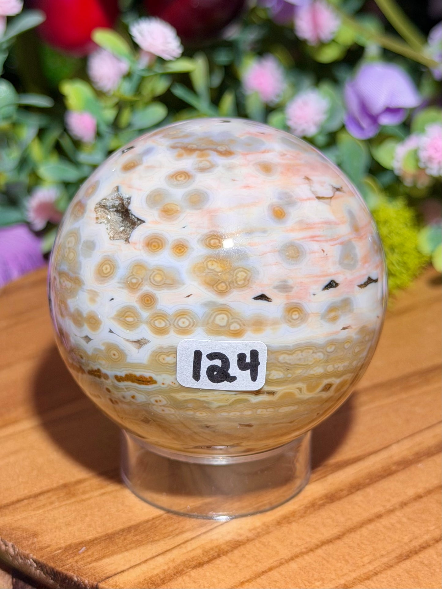 Pink 8th Vein Ocean Jasper sphere
