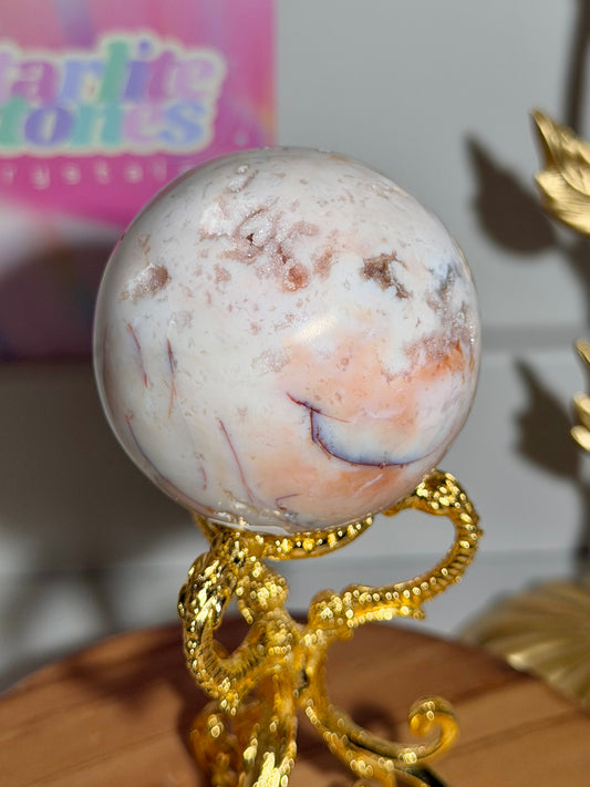 Pink carnelian sphere from Indonesia
