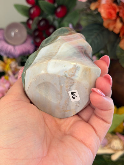 Lilac and green pastel sea jasper flame
