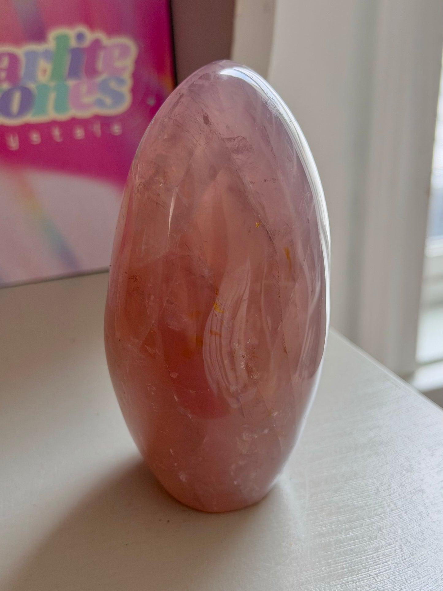 Glowy rose quartz freeform