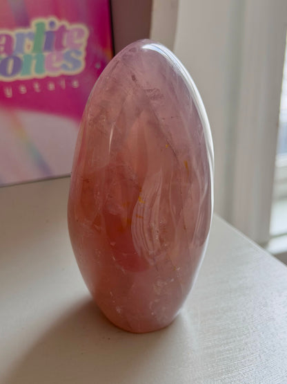 Glowy rose quartz freeform