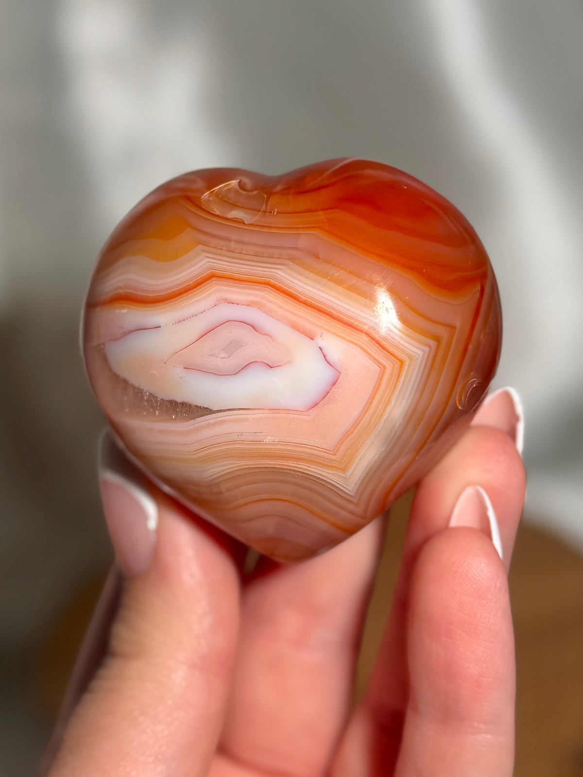 Pink banded carnelian heart