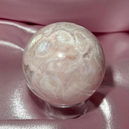 Pink amethyst flower agate sphere *imperfect (C)