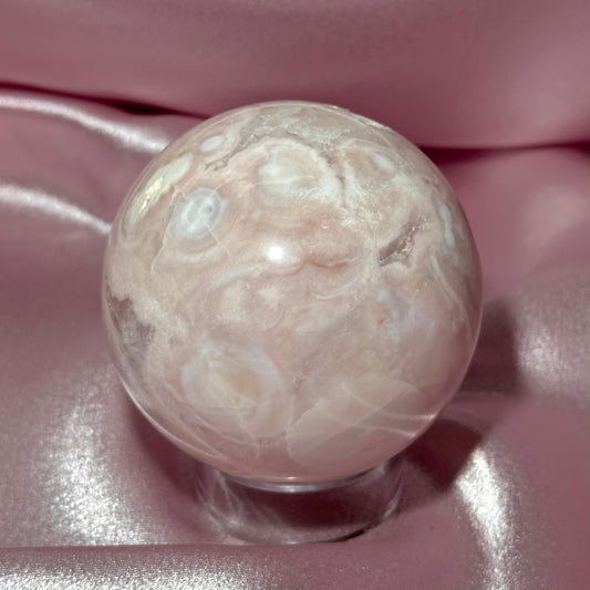 Pink amethyst flower agate sphere *imperfect (C)