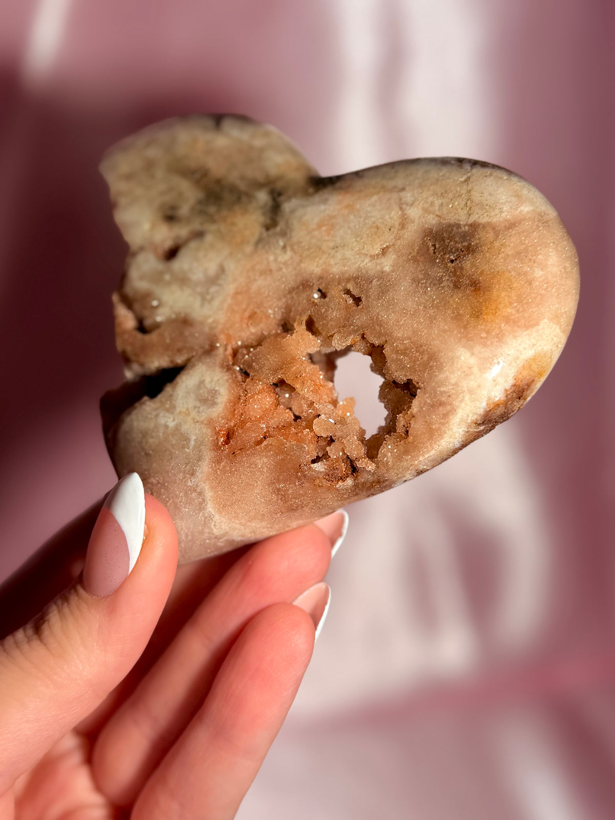 Brazilian Pink Amethyst Heart On Stand