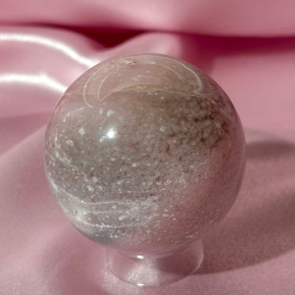 Pink amethyst flower agate sphere *imperfect fill spot (A)
